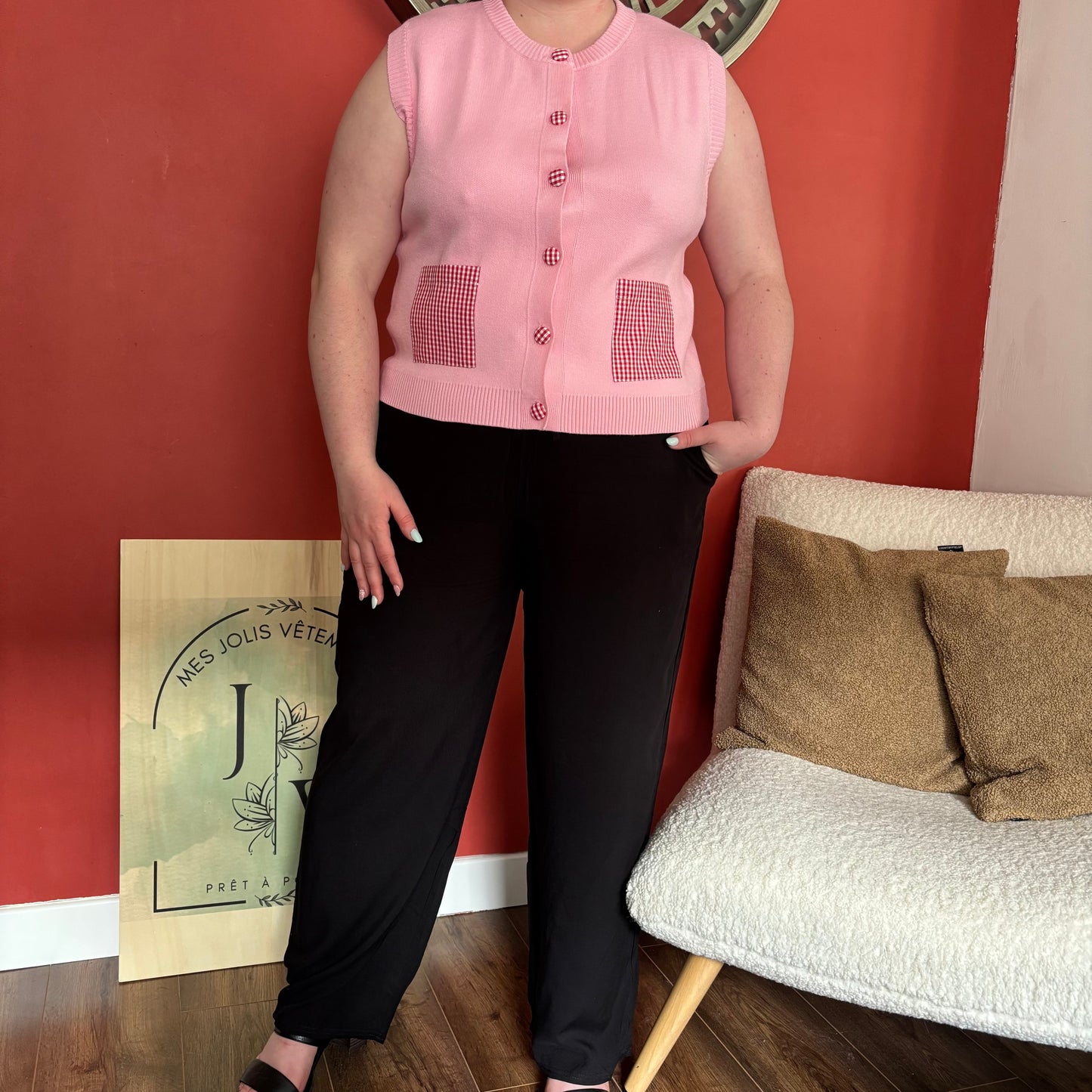 Gilet sans manche Vicky rose