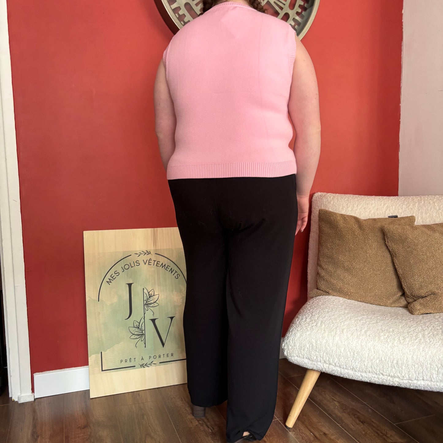 Gilet sans manche Vicky rose
