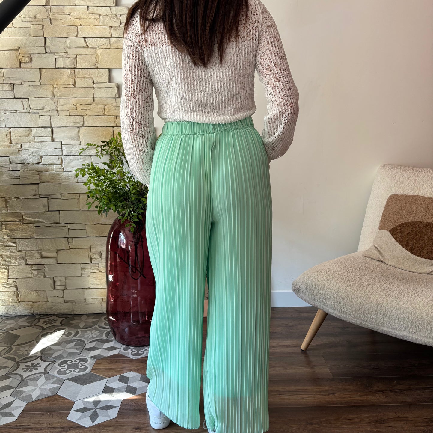 Pantalon Nora vert d'eau