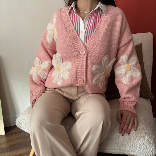 Gilet Fleur Rose
