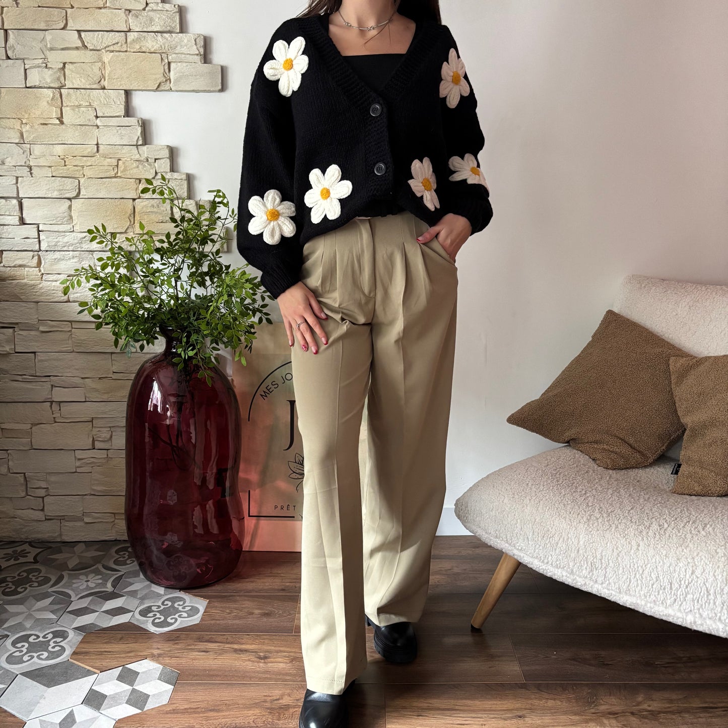 Gilet Marguerite Noir