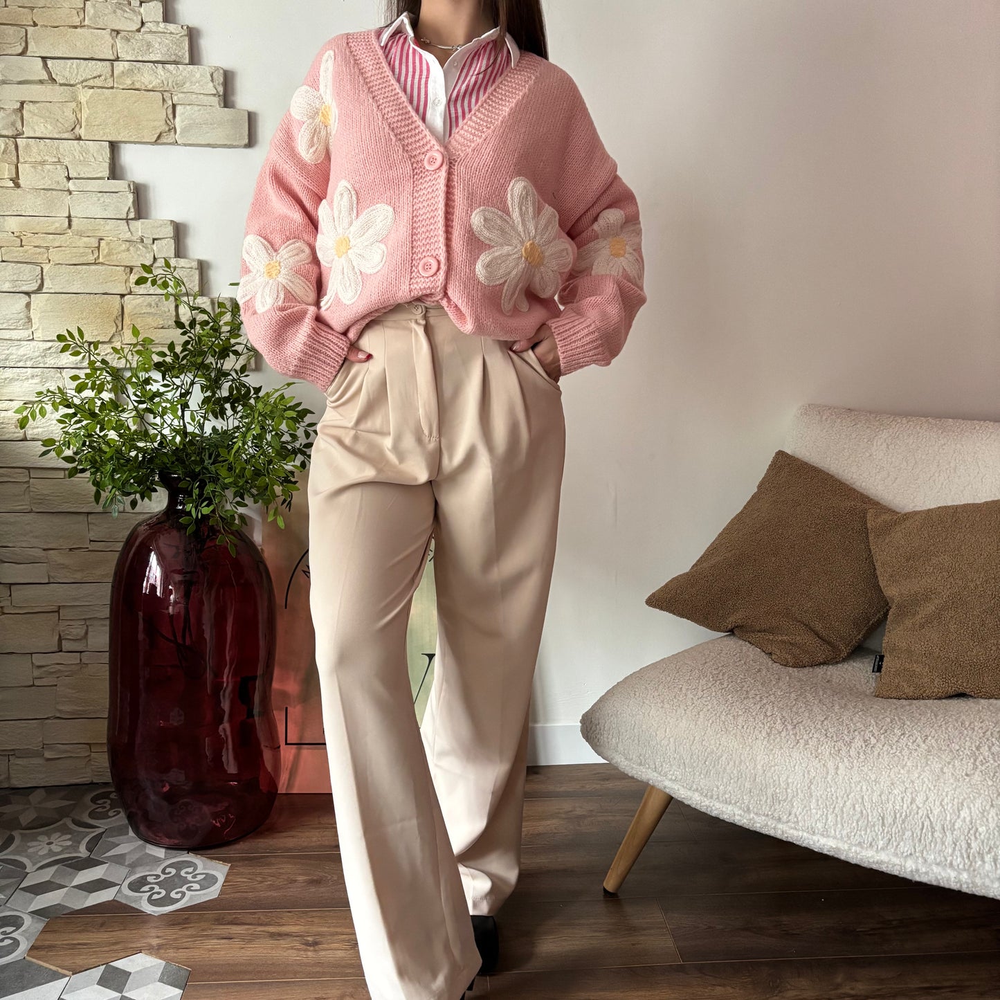Gilet Fleur Rose