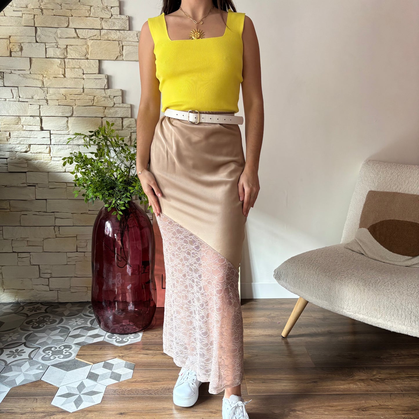 Jupe Asymétrique Beige