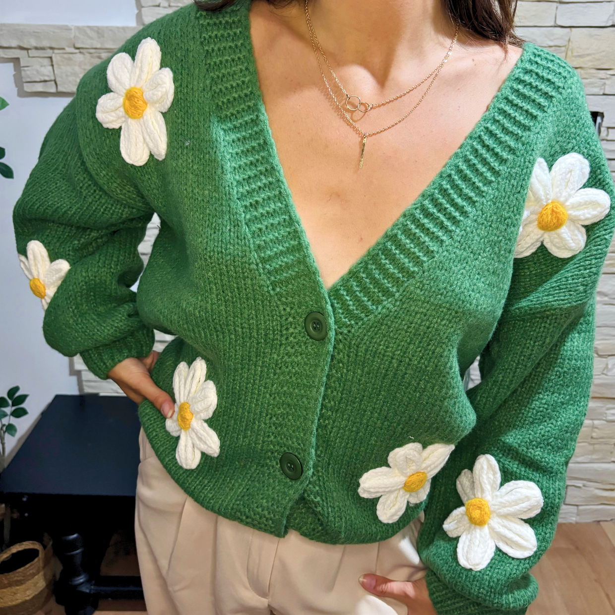 Gilet Marguerite Vert