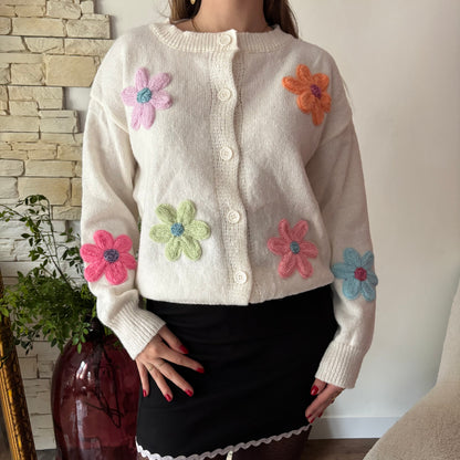 Gilet Marguerite maille fine Blanc