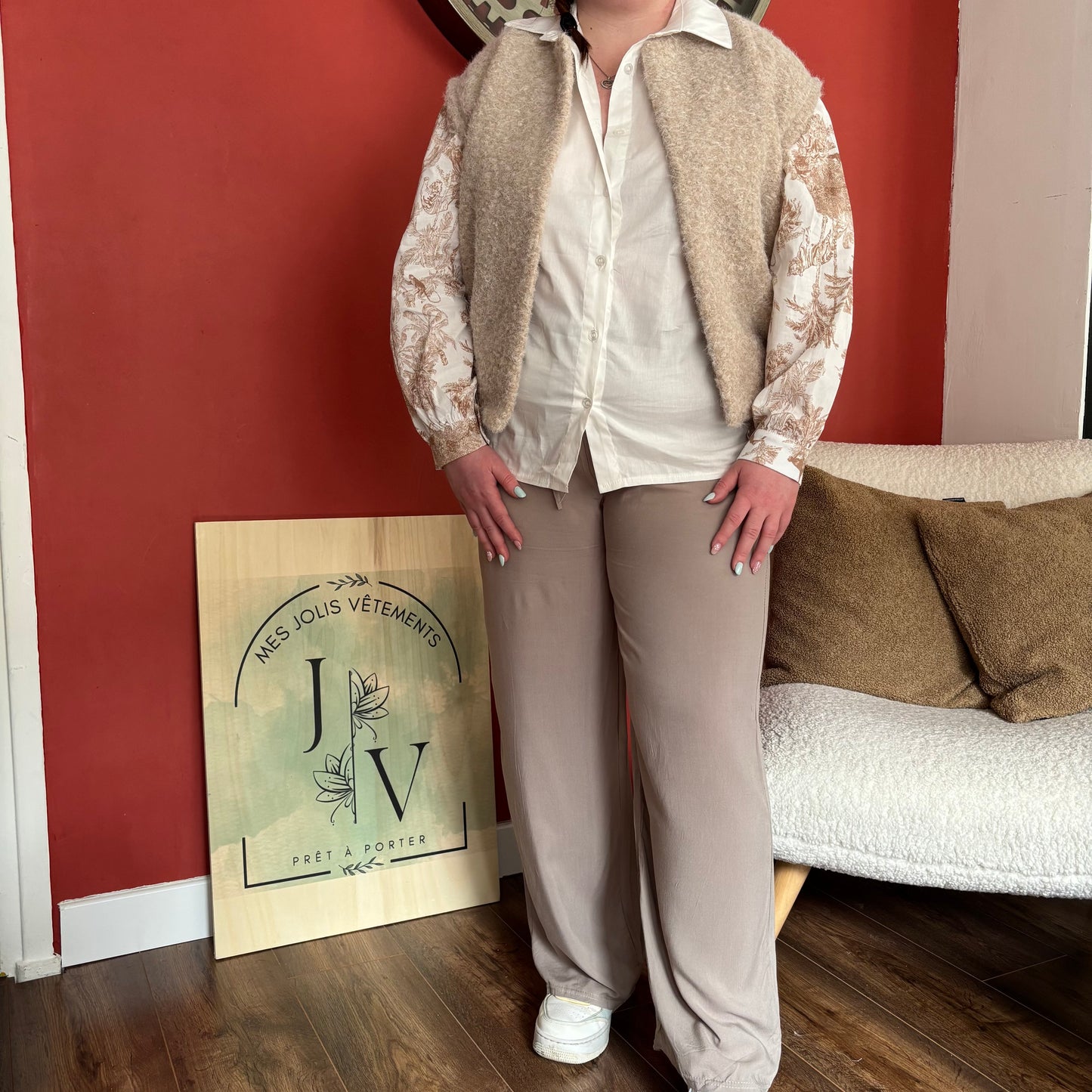Veste sans manche Clara beige