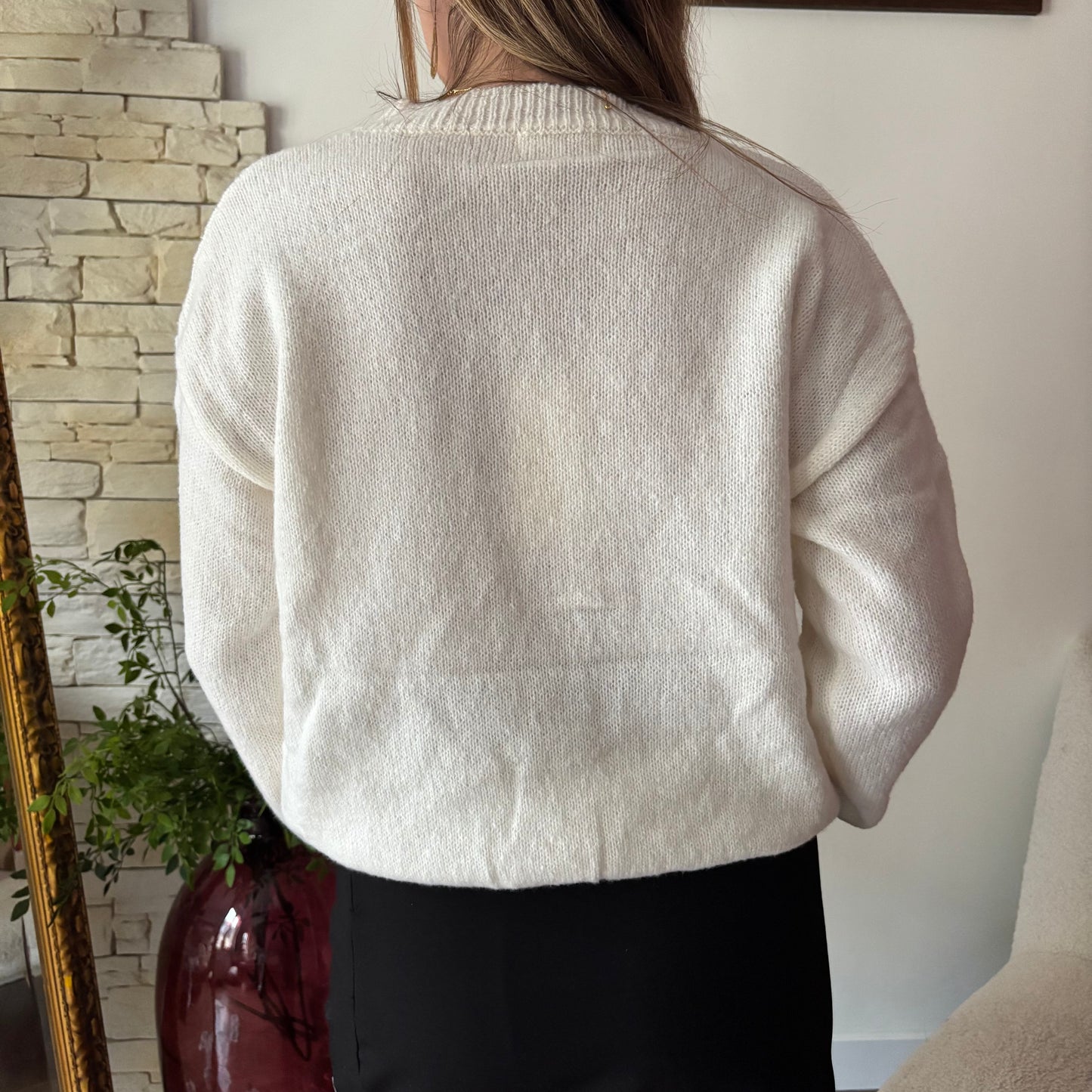 Gilet Marguerite maille fine Blanc