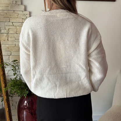 Gilet Marguerite maille fine Blanc