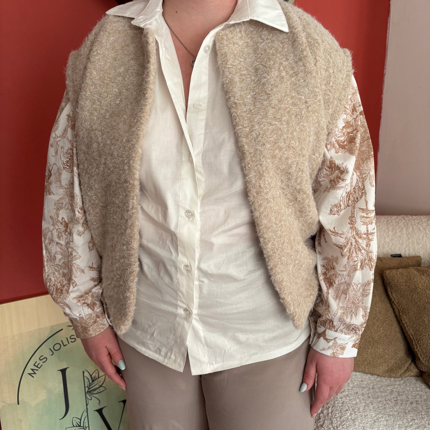 Veste sans manche Clara beige
