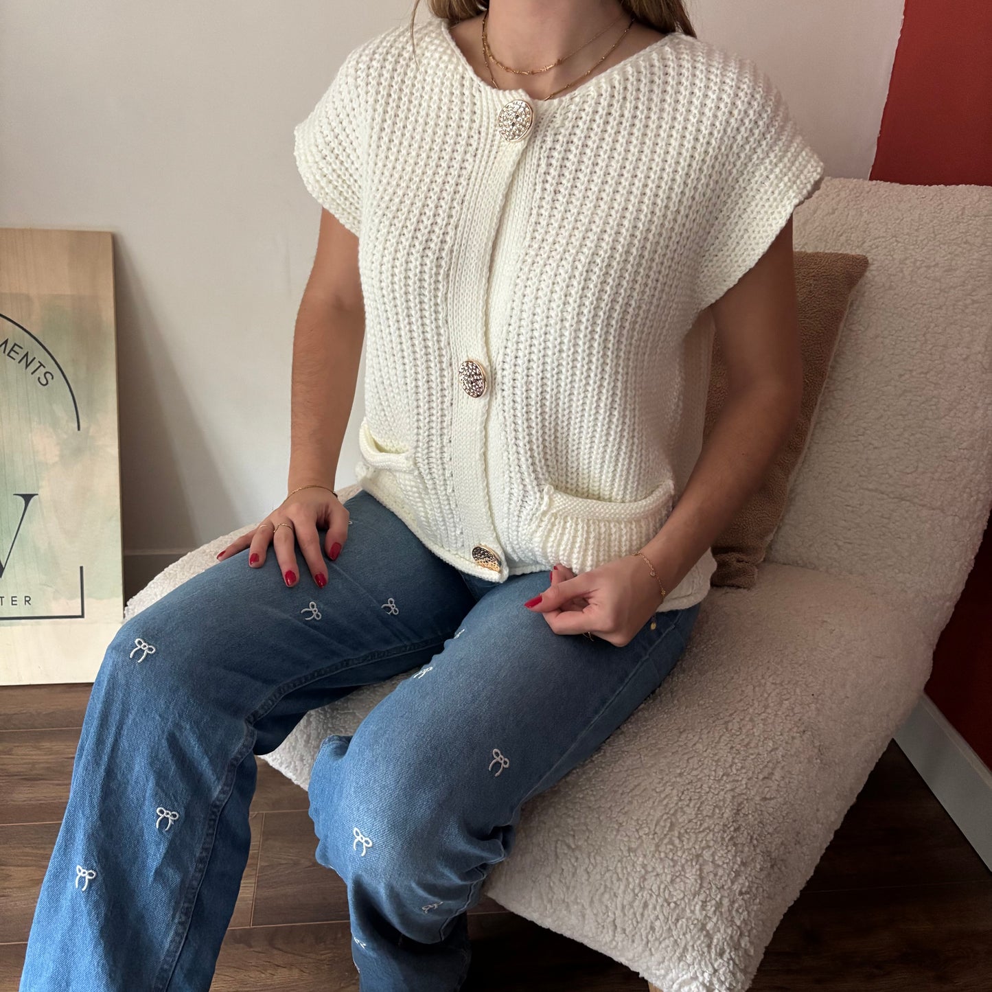 Gilet Laura sans manches Blanc