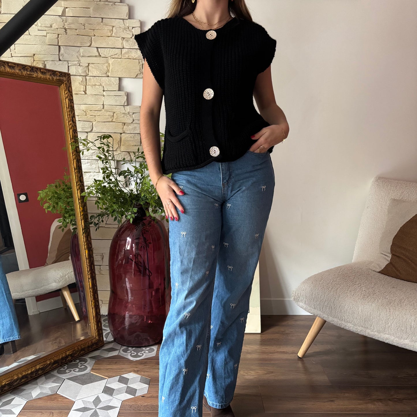 Gilet Laura sans manches Noir