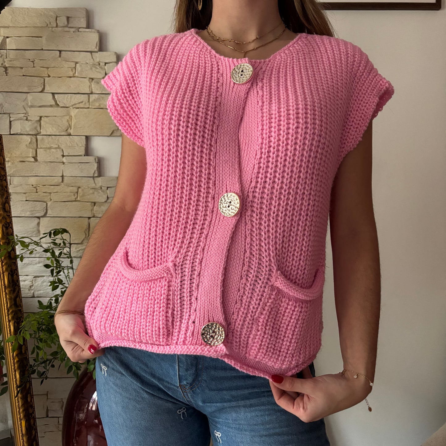 Gilet Laura sans manches Rose