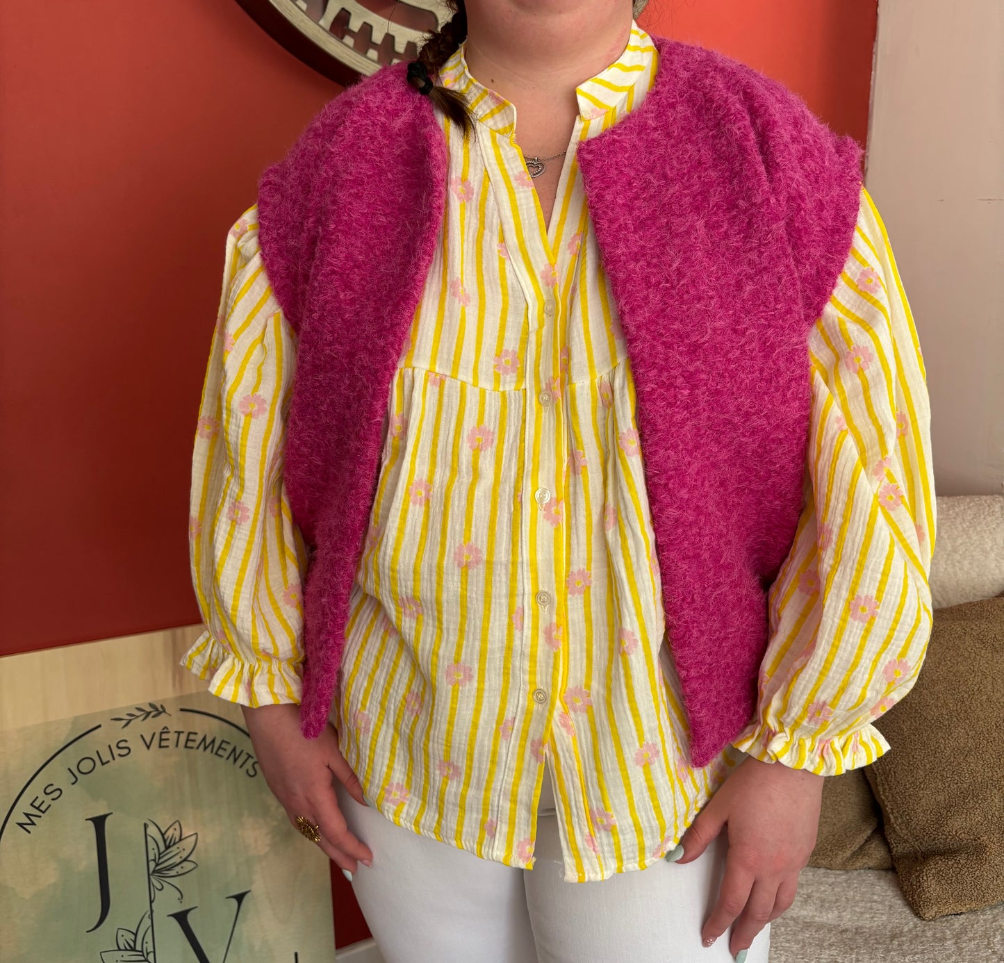 Veste sans manche Clara rose
