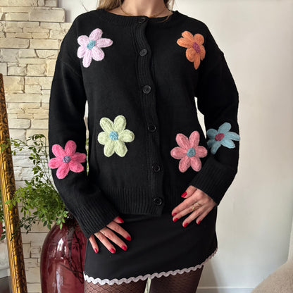 Gilet Marguerite maille fine Noir