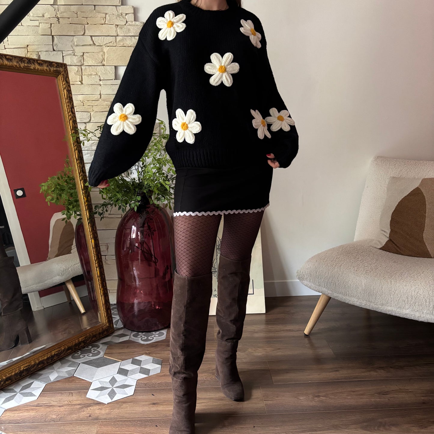 Pull Marguerite Noir