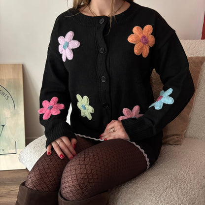Gilet Marguerite maille fine Noir