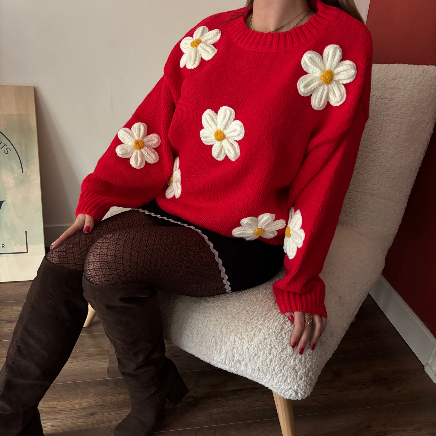 Pull Marguerite Rouge
