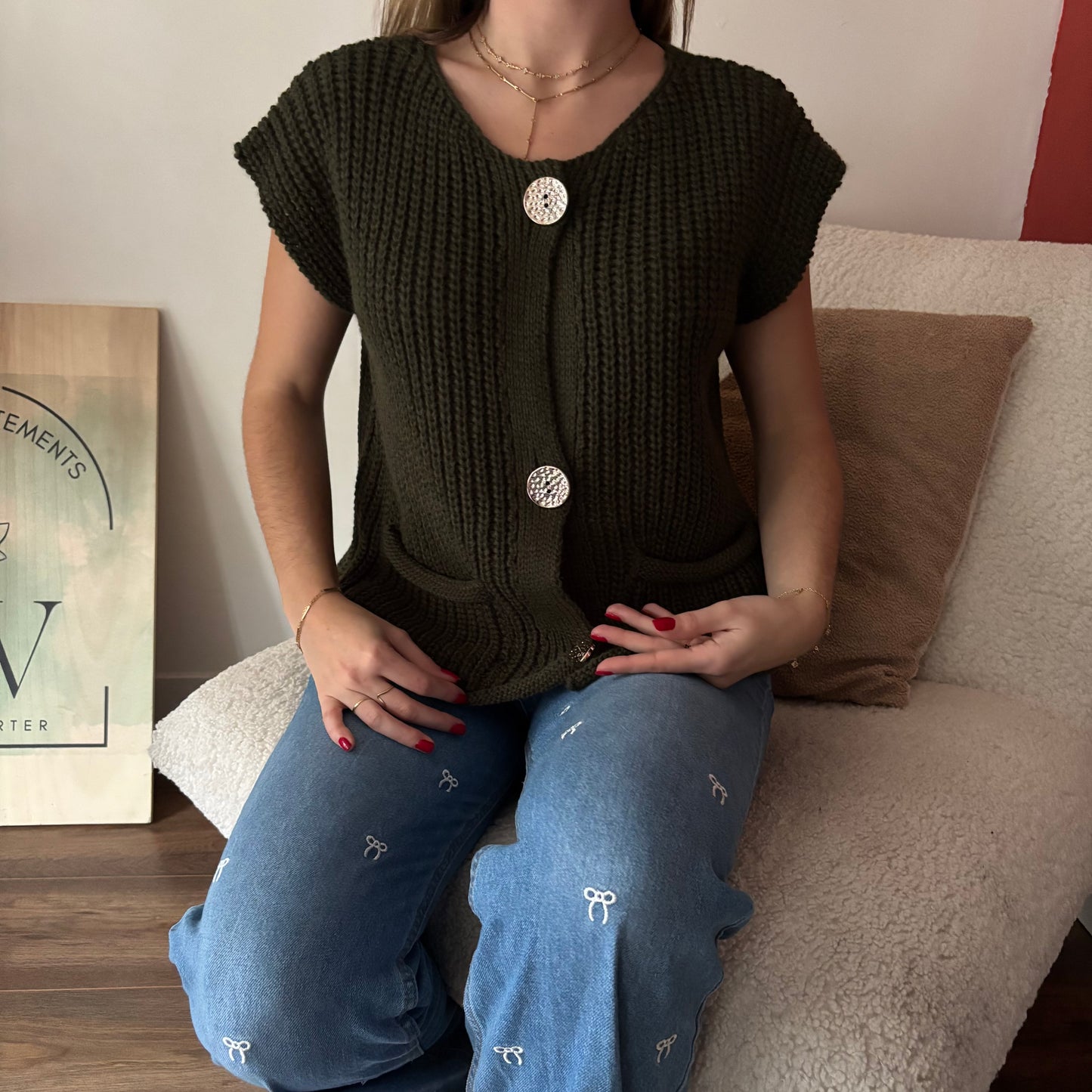 Gilet Laura sans manches Kaki