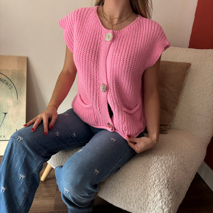 Gilet Laura sans manches Rose