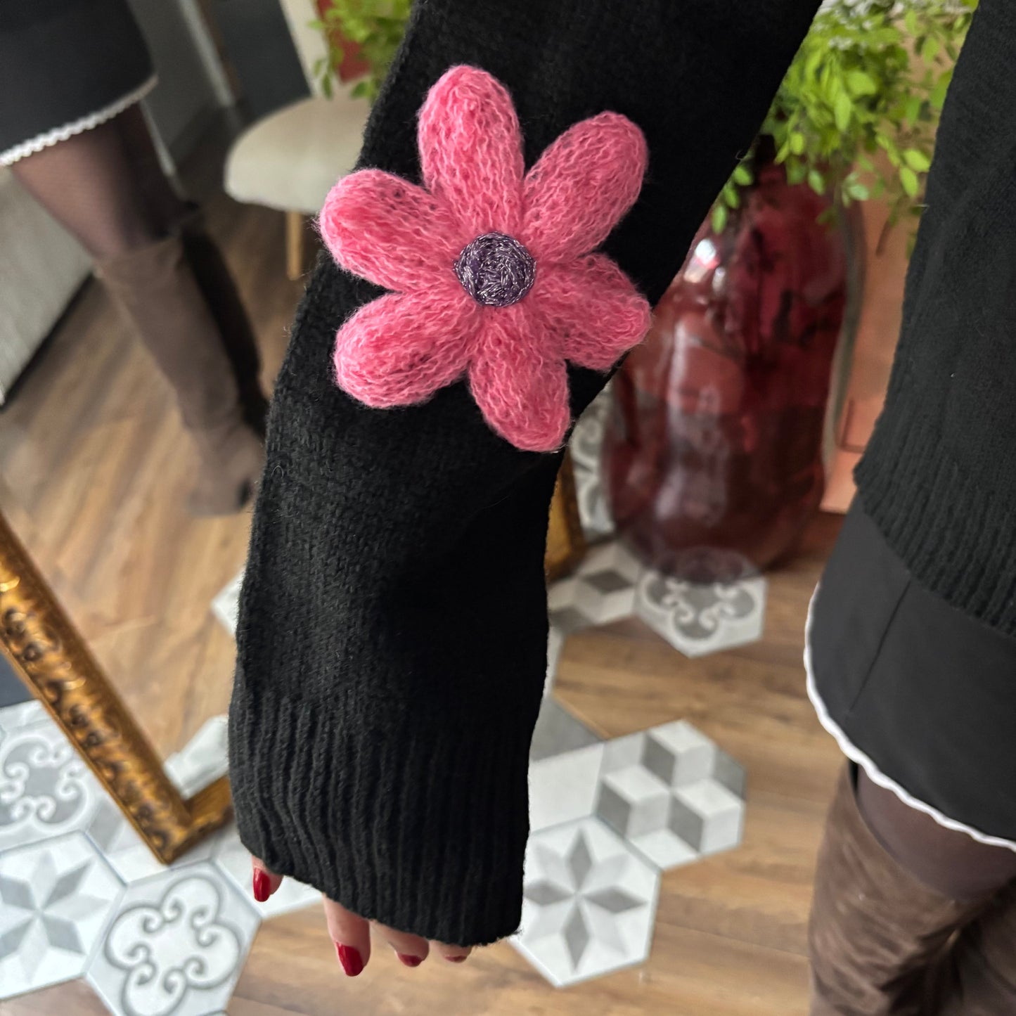 Gilet Marguerite maille fine Noir