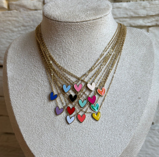 Collier Cœur Émail